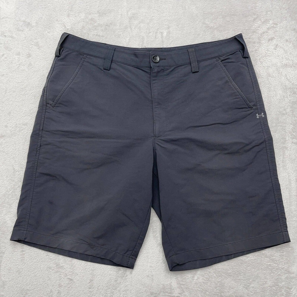 Under Armour Shorts Mens 36 Gray Loose Golf Outdoor Chino 10" Casual Heatgear